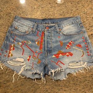 Embellished Levi 501 Jean Shorts